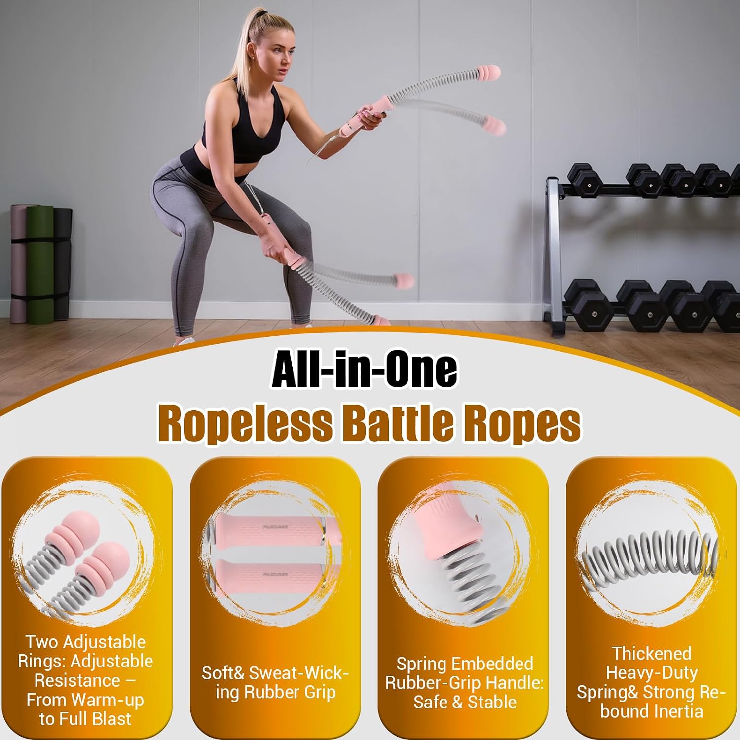 Portable Ropeless Battle Ropes - Home Gym Workout Equipment recension och pris